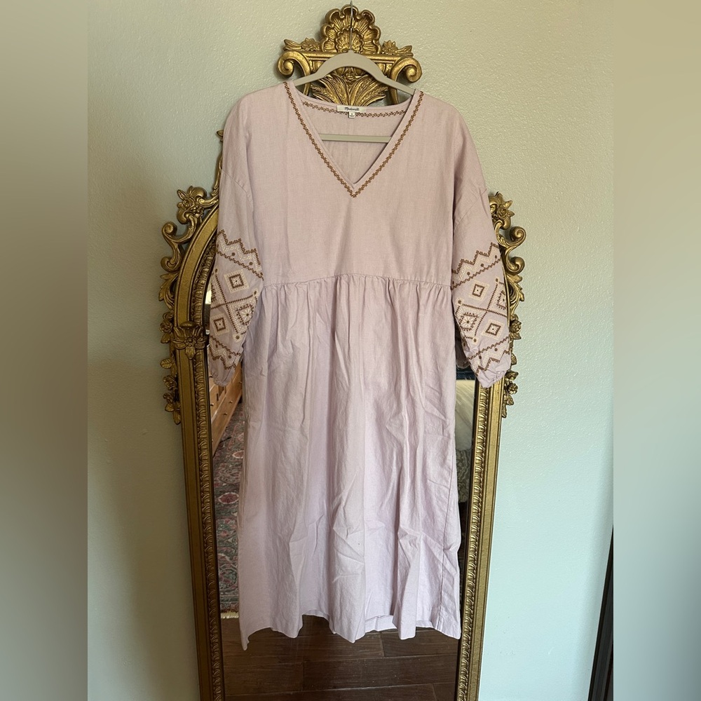Madewell cotton/linen embroidered dress